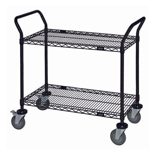 Black Wire Shelving Cart with 2 Shelves - Image 1