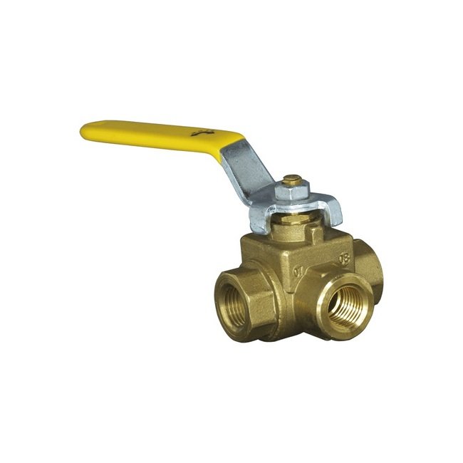 MBBV Series 1/2 Inch (in) Size Female Port 3-Way Metal Ball Valve - Image 1