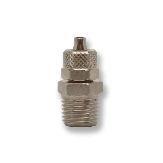 MCC Series 1/4 Inch (in) Size Male National Pipe Thread (MNPT) and 1/4 Inch (in) Tube Outer Diameter (OD) Chrome-Plated Brass Ferrule Compression Fitting - Image 1