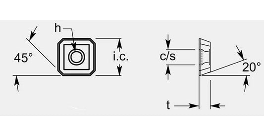 ISO Square Positive Chipbreaker with Hole, 0.193 / 0.199 in - Image 1