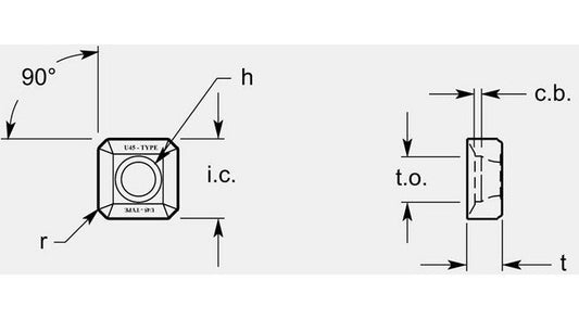 ISO Square Negative Chipbreaker with Precision Hole, 0.244/0.230 in - Image 1