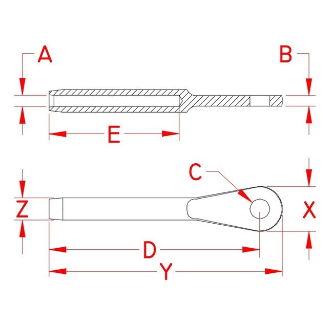 MS20668-3 Crimpable Eye End for 3/32'' Wire Rope - Image 2