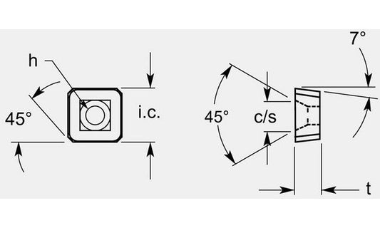 Square Positive Chipbreaker with Hole and Countersink, 0.200/0.206 in - Image 1