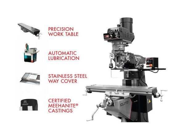 JET Elite ETM-949 9x49 Milling Machine with Newall DP700 DRO & JET X-Axis Power Feed - Image 5