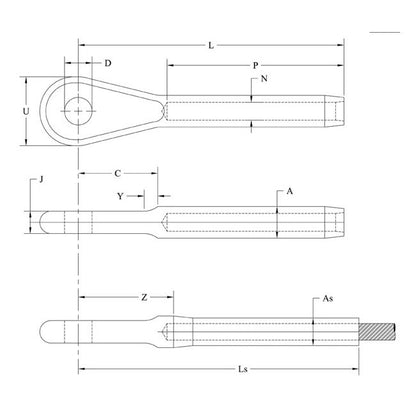 MS20668 Military Spec Eye Ends for 5/8" Wire Rope - Image 2