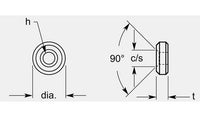Precision Round Special Fastener with Hole and Countersink, 0.323 / 0.329 in