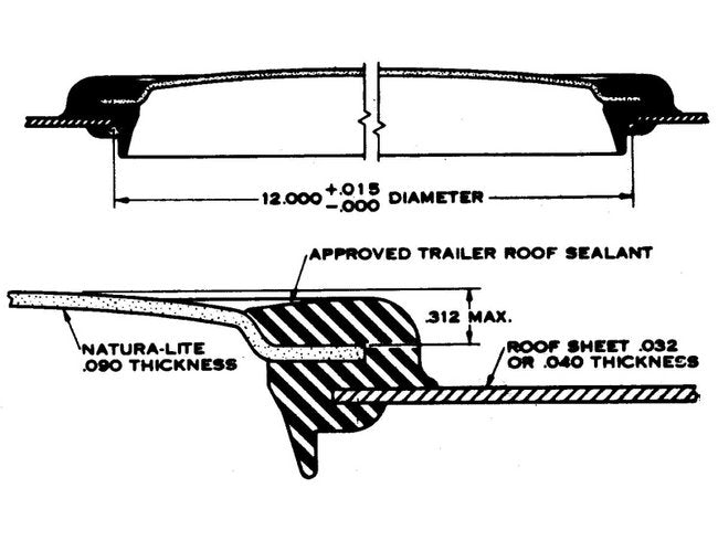 Heavy-Duty 12" Dia. Skylight for Trucks, Trailers, Vans - Image 2