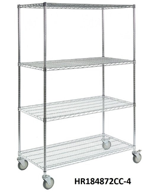 Heavy-Duty 48x24 4-Shelf Wire Cart Mobile Unit - Image 1
