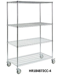 Heavy-Duty 48x24 4-Shelf Wire Cart Mobile Unit