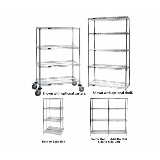 Quantum Storage Chrome Wire Shelving - 36"W x 24"L x 54"H - Image 1