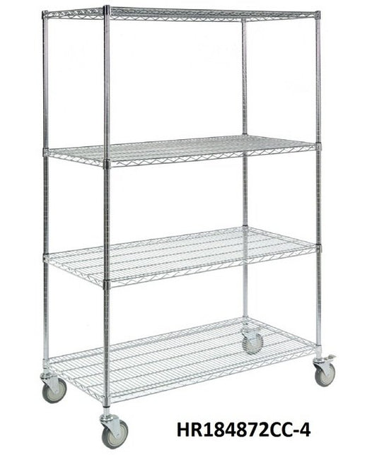 Heavy-Duty 72x18 4-Shelf Wire Cart Mobile Unit - Image 1