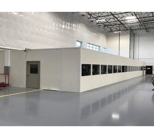 Modular Four Wall In-Plant Office - Champagne, 8x10x8ft, 2 Outlets - Image 1