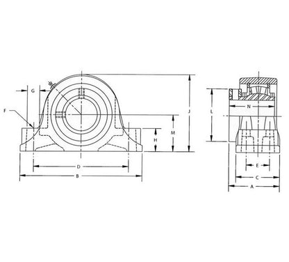 Heavy-Duty M2000 4-Bolt Pillow Block with Spherical Roller Bearings - Image 1