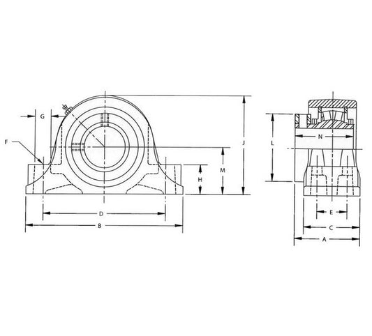 Heavy Duty M2000 4-Bolt Pillow Block with Spherical Roller Bearings - Image 1