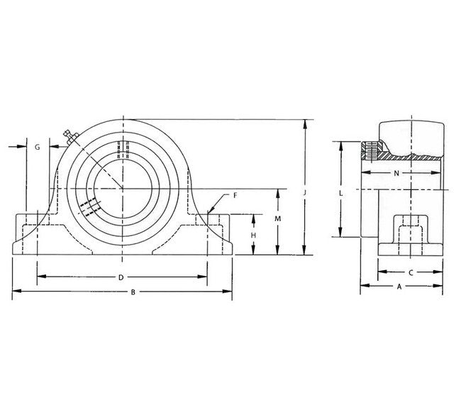 Heavy Duty M2000 2-Bolt Pillow Block with Spherical Roller Bearings - Image 1