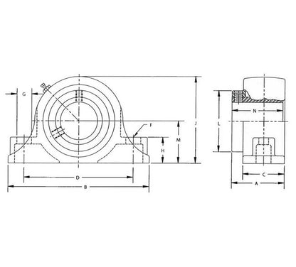 Heavy Duty M2000 2-Bolt Pillow Block with Spherical Roller Bearings - Image 1