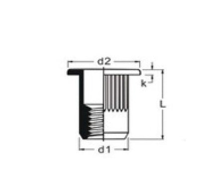 Ornit M10 Thread Stainless Steel Rivet Nut, 19.0mm L Flat Head - Image 2