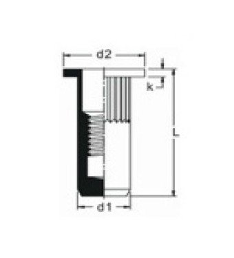 M10 Thread Open End Rivet Nut, 27.0mm L, Flat Head - Image 2