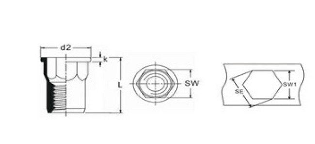 Ornit M-Series M10 Stainless Steel Semi-Hex Rivet Nut - Image 2