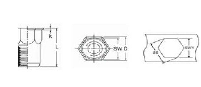 Ornit M-Series M8 Semi-Hexagon Rivet Nut - Image 2