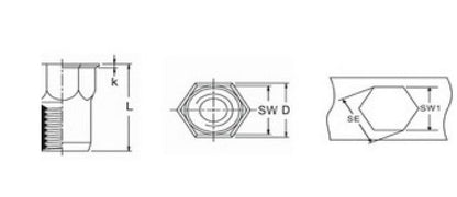 Stainless Steel M4 Semi-Hex Rivet Nut, Reduced Countersunk Head (Small) - Image 2