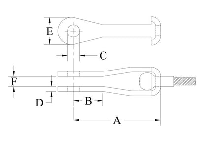NAS1435K Series 1-1/2 Inch (in) Dimension A Strap Fork End - Image 2