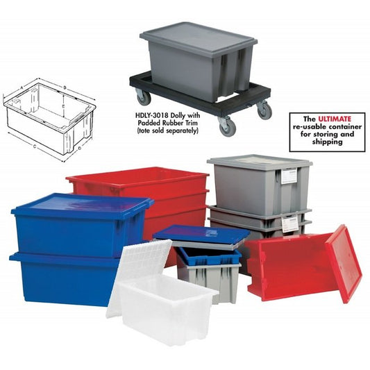 Gray Stack and Nest Tote - 19.5x13.5x8 in - USDA-Approved - Source Equipment Company - Image 1