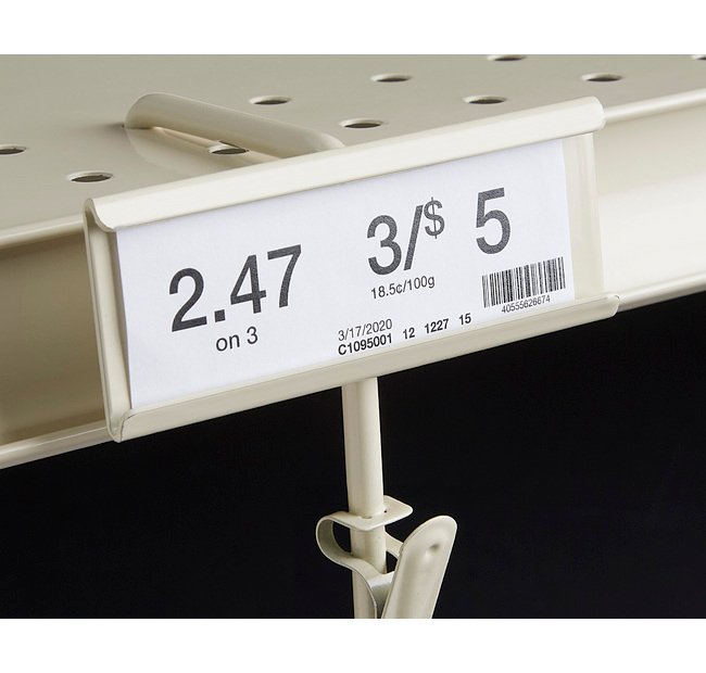 Heavy-Duty Shelf-Top Metal Merchandising Strip - 31-3/4" Overall Length, Beige - Image 1