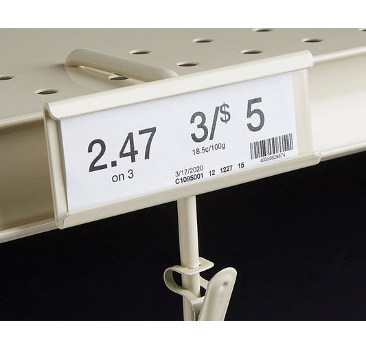 Heavy-Duty Shelf-Top Metal Merchandising Strip - 31-3/4" Overall Length, Beige - Image 1