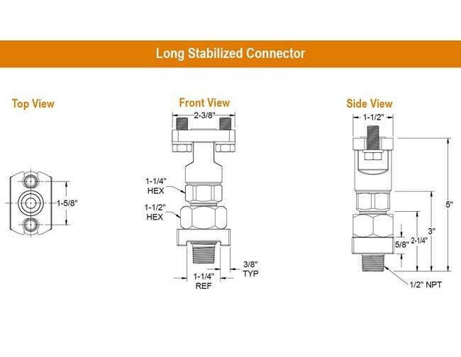 NOSHOK Steel Long Stabilized Connector Pair with Flange Adapter - SZ Series - Image 2