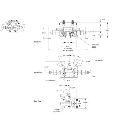 NOSHOK 5530 Series Steel Flange x Flange Natural Gas Manifold Valve - Image 2