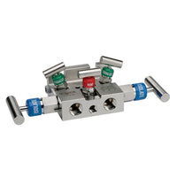 NOSHOK 5530 Series 5-Valve Manifold Valve, Soft Seat, Flange x Flange, 316 Stainless Steel, Flare Pattern™, 0.375" Orifice