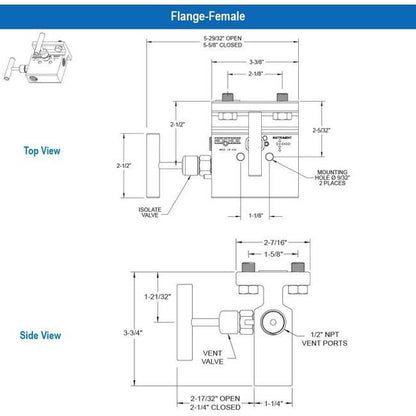 NOSHOK 2-Valve 316 Stainless Steel Soft Seat Manifold Valve - Image 2