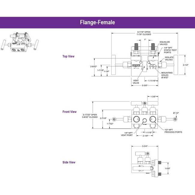 NOSHOK 5030/5130 Series Stainless Steel 5-Valve Manifold Valve - Image 2
