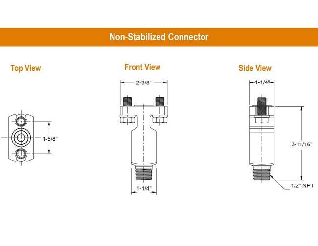 Stainless Steel Non-Stabilized Connector Pair - NPT & Flange Connection, 1/2 in, SZ Series - Image 2