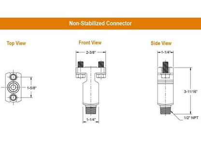 Stainless Steel Non-Stabilized Connector Pair - NPT & Flange Connection, 1/2 in, SZ Series - Image 2