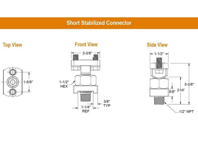 Stainless Steel Short Stabilized Connector Pair with Flange Adapter - NPT 1/2 in, 10,000 psi - Image 2