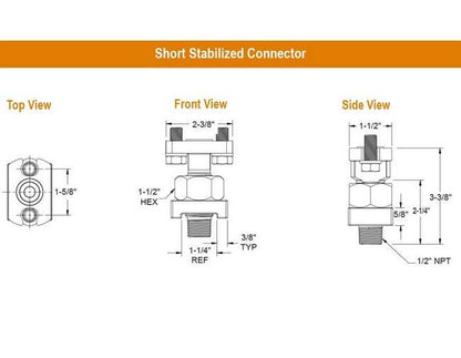 Stainless Steel Short Stabilized Connector Pair with Flange Adapter - NPT 1/2 in, 10,000 psi - Image 2
