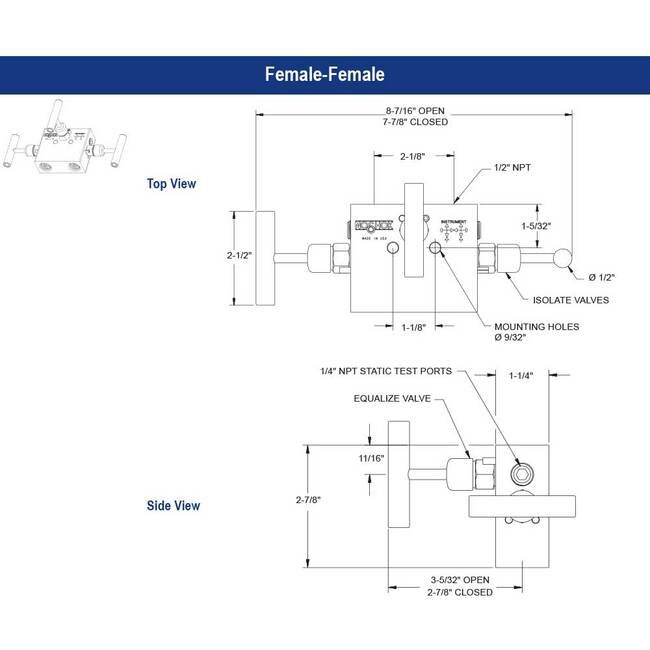 NOSHOK 3010/3110 Series Soft Seat 3 Manifold Valve - Image 2
