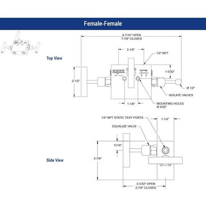NOSHOK 3010/3110 Series Soft Seat 3 Manifold Valve - Image 2