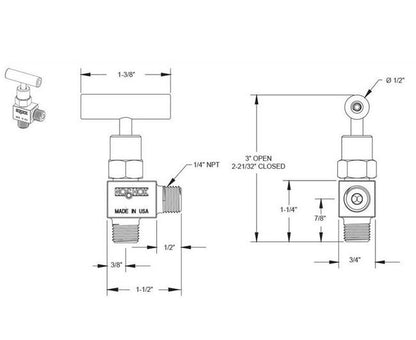 NOSHOK 150 Series Mini Needle Valve, 1/4" NPT, 316 Stainless Steel - Image 3
