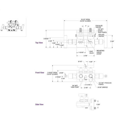 NOSHOK 5530 Series Soft Seat 5-Valve Manifold Valve, 1/2" NPT Female, 316 Stainless Steel - Image 2