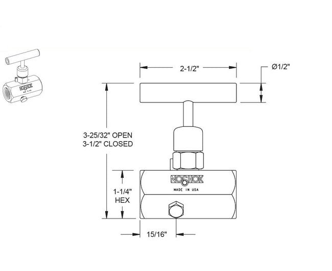 NOSHOK 1/2" NPT 316 Stainless Steel Soft Seat Block and Bleed Valve - Image 2