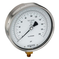 NOSHOK 800 Series Precision Test Gauge - 6" SS Case, Copper Alloy Internals, -30inHg, 1/4" NPT