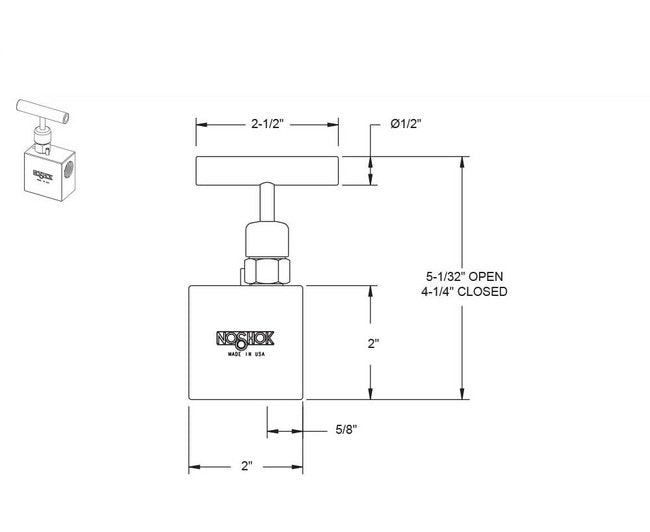 NOSHOK 1/2" NPT Stainless Steel Angle Needle Valve - Image 3