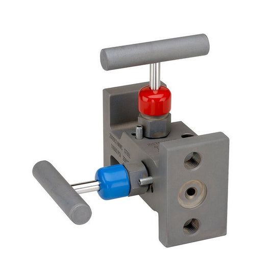 316 Stainless Steel 2-Valve Manifold with 0.187" Orifice - Image 1