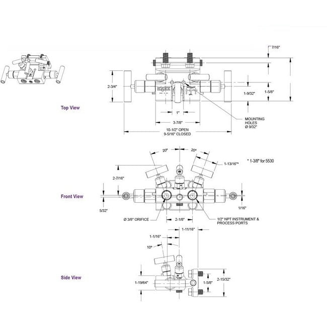 NOSHOK 5530 Series Stainless Steel Manifold Valve - Image 2