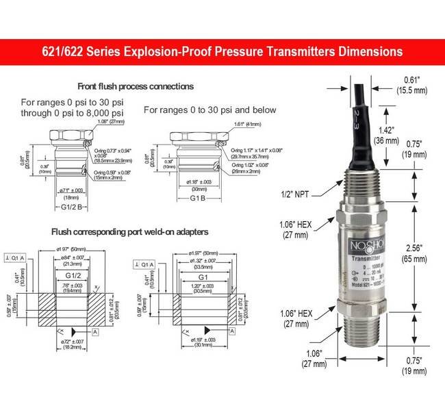 Explosion-Proof Pressure Transmitter - 0-10,000 psig, 0.25% Accuracy, 1-5V Output - Image 3