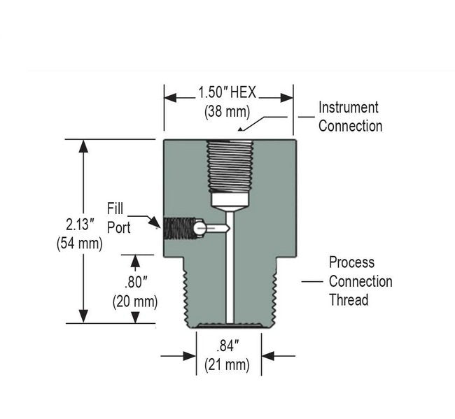 NOSHOK 1/4" NPT Instrument Connection with 316 Stainless Steel Diaphragm Seal - Image 2
