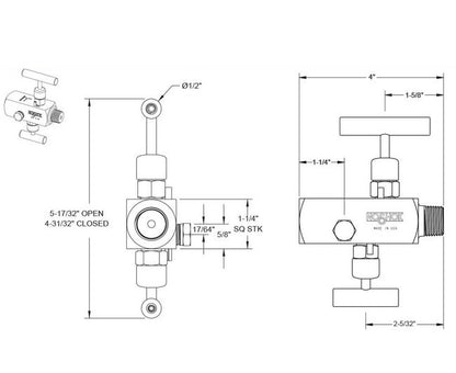 NOSHOK 2170 Series Steel Block and Bleed 2-Valve Needle Valve - Image 2